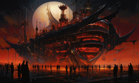 ship sea ocean old pirate landscape city mystic poster alien steampunk wallpaper fantasticの素材