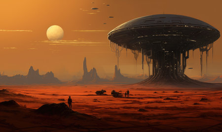 levitation island ghostpunk landscape city mystic poster alien steampunk wallpaper fantastic movie wall art posterの素材