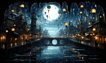 ghostpunk landscape city mystic poster alien steampunk wallpaper fantastic movie wall art posterの素材