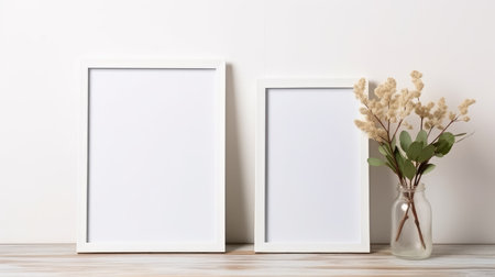 Blank empty frame poster mockup portfolio living room presentation furniture living room wall art furniture patternの素材