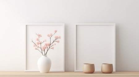 Blank empty frame poster mockup portfolio living room presentation furniture living room wall art furniture patternの素材