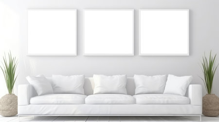 Blank empty frame poster mockup portfolio living room presentation furniture living room wall art furniture patternの素材