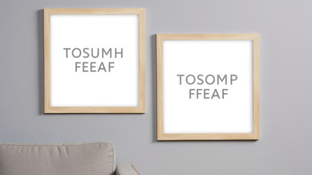 Blank empty frame poster mockup portfolio living room presentation furniture living room wall art furniture patternの素材