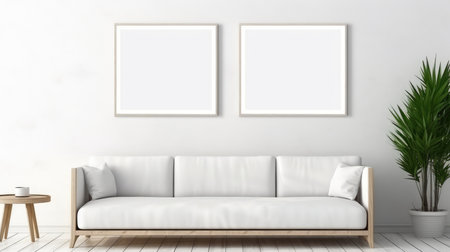 Blank empty frame poster mockup portfolio living room presentation furniture living room wall art furniture patternの素材