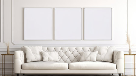Blank empty frame poster mockup portfolio living room presentation furniture living room wall art furniture patternの素材