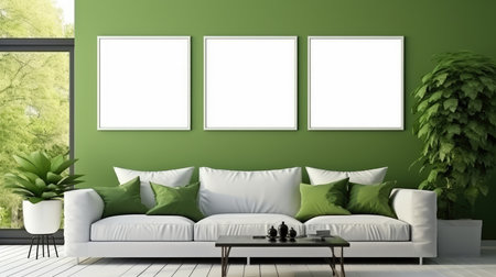 Blank empty frame poster mockup portfolio living room presentation furniture living room wall art furniture patternの素材
