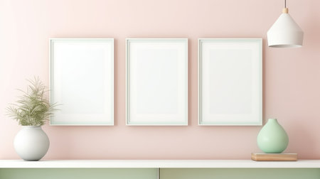 Blank empty frame poster mockup portfolio living room presentation furniture living room wall art furniture patternの素材