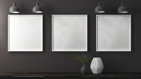 Blank empty frame poster mockup portfolio living room presentation furniture living room wall art furniture patternの素材