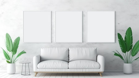 Blank empty frame poster mockup portfolio living room presentation furniture living room wall art furniture patternの素材