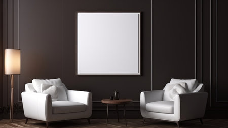 Blank empty frame poster mockup portfolio living room presentation furniture living room wall art furniture patternの素材