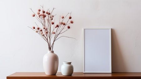 Blank empty frame poster mockup portfolio living room presentation furniture living room wall art furniture patternの素材