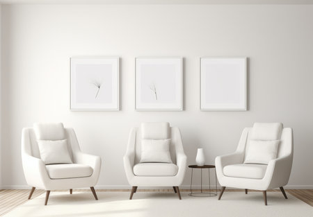 Blank empty frame poster mockup portfolio living room presentation furniture living room wall art furniture patternの素材