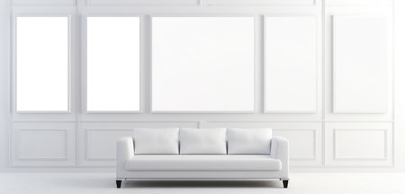 Blank empty frame poster mockup portfolio living room presentation furniture living room wall art furniture patternの素材