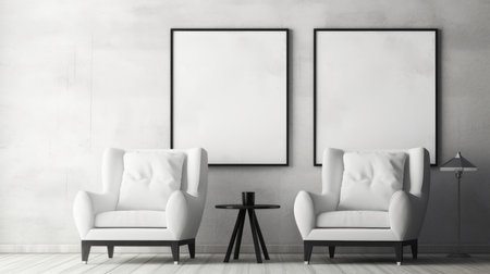 Blank empty frame poster mockup portfolio living room presentation furniture living room wall art furniture patternの素材