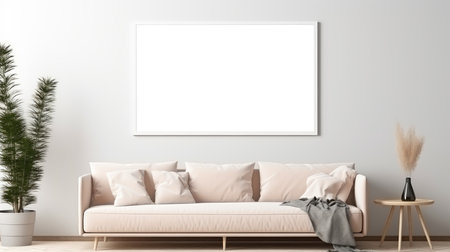 Blank empty frame poster mockup portfolio living room presentation furniture living room wall art furniture patternの素材