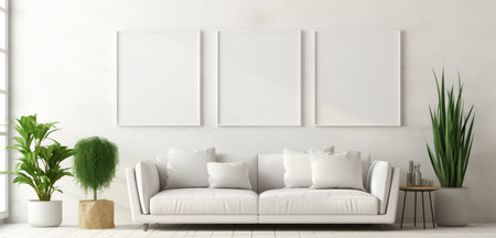 Blank empty frame poster mockup portfolio living room presentation furniture living room wall art furniture patternの素材