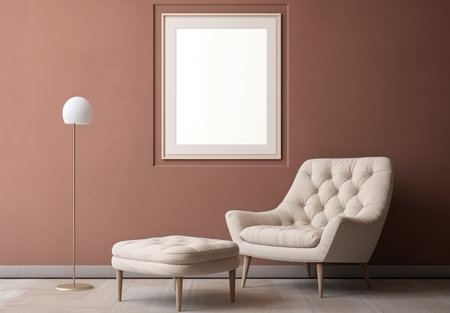 Blank empty frame poster mockup portfolio living room presentation furniture living room wall art furniture patternの素材