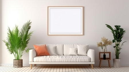 Blank empty frame poster mockup portfolio living room presentation furniture living room wall art furniture patternの素材