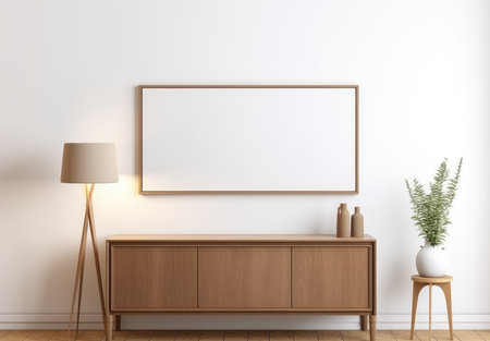 Blank empty frame poster mockup portfolio living room presentation furniture living room wall art furniture patternの素材