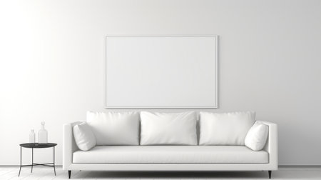 Blank empty frame poster mockup portfolio living room presentation furniture living room wall art furniture patternの素材