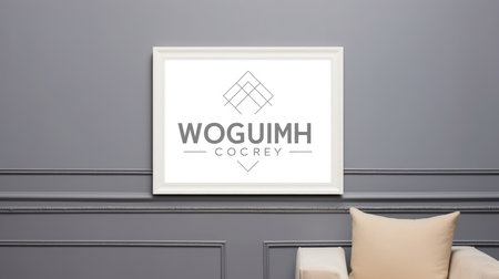 Blank empty frame poster mockup portfolio living room presentation furniture living room wall art furniture patternの素材