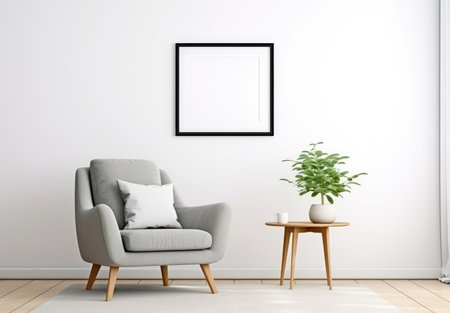 Blank empty frame poster mockup portfolio living room presentation furniture living room wall art furniture patternの素材