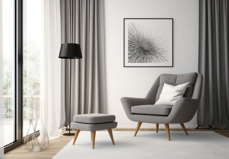 Blank empty frame poster mockup portfolio living room presentation furniture living room wall art furniture patternの素材