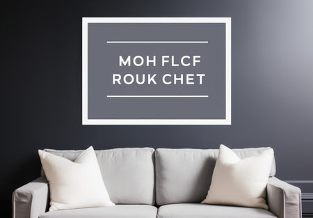 Blank empty frame poster mockup portfolio living room presentation furniture living room wall art furniture patternの素材