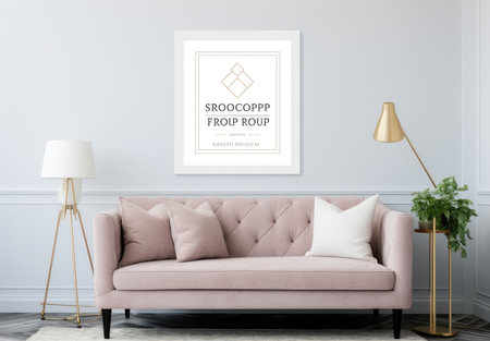 Blank empty frame poster mockup portfolio living room presentation furniture living room wall art furniture patternの素材