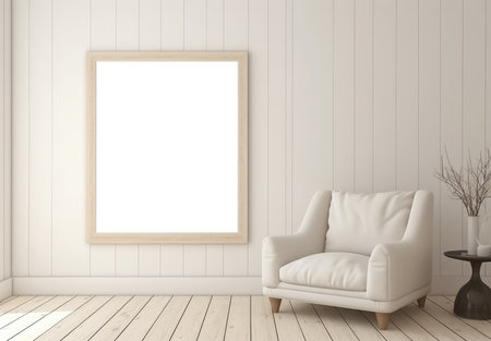 Blank empty frame poster mockup portfolio living room presentation furniture living room wall art furniture patternの素材