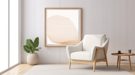 Blank empty frame poster mockup portfolio living room presentation furniture living room wall art furniture patternの素材