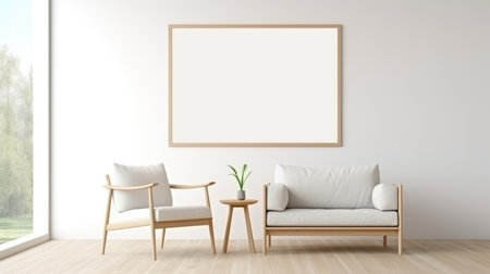 Blank empty frame poster mockup portfolio living room presentation furniture living room wall art furniture patternの素材