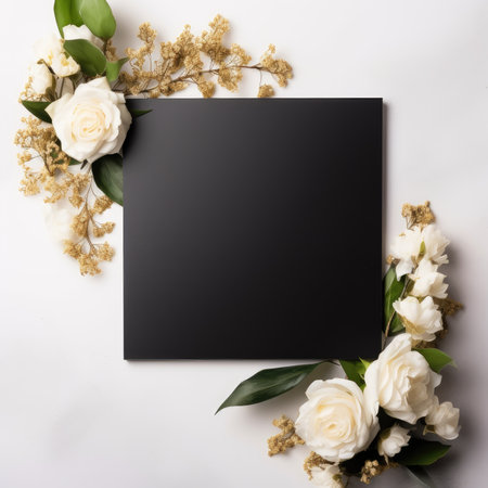 black marriage invitation postcard mockup romance letter message wedding birthday blank paper celebration templateの素材