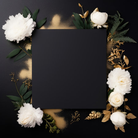 black marriage invitation postcard mockup romance letter message wedding birthday blank paper celebration templateの素材