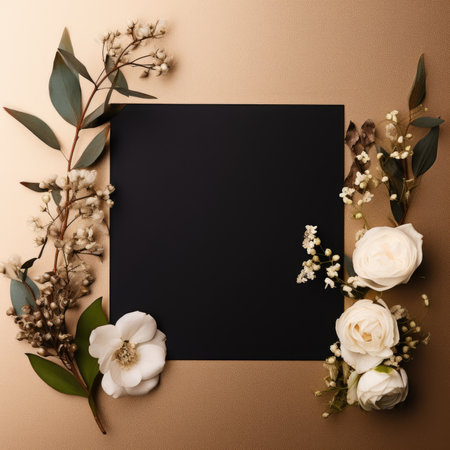 black marriage invitation postcard mockup romance letter message wedding birthday blank paper celebration templateの素材