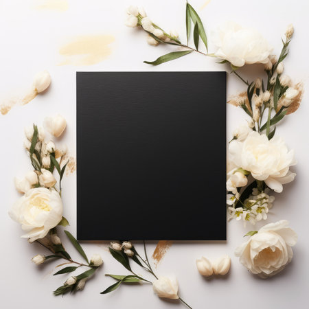black marriage invitation postcard mockup romance letter message wedding birthday blank paper celebration templateの素材