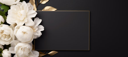 black marriage invitation postcard mockup romance letter message wedding birthday blank paper celebration templateの素材