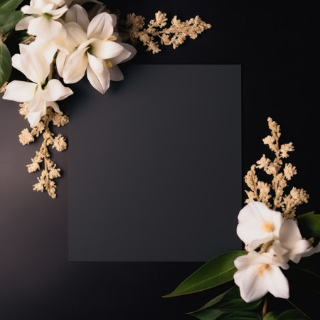 black marriage invitation postcard mockup romance letter message wedding birthday blank paper celebration templateの素材
