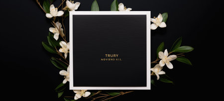 black marriage invitation postcard mockup romance letter message wedding birthday blank paper celebration templateの素材