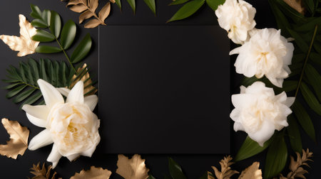 black marriage invitation postcard mockup romance letter message wedding birthday blank paper celebration templateの素材