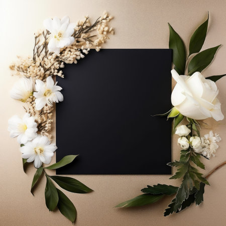 black marriage invitation postcard mockup romance letter message wedding birthday blank paper celebration templateの素材