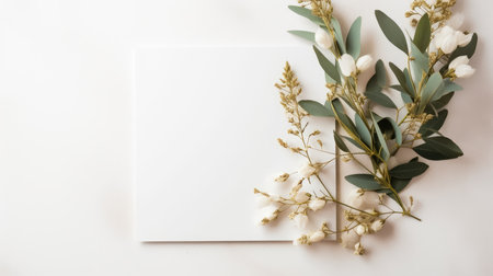 white marriage invitation postcard mockup romance letter message wedding birthday blank paper celebration templateの素材