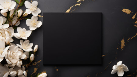 black marriage invitation postcard mockup romance letter message wedding birthday blank paper celebration templateの素材