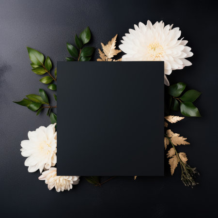 black marriage invitation postcard mockup romance letter message wedding birthday blank paper celebration templateの素材