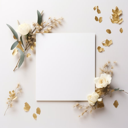 white marriage invitation postcard mockup romance letter message wedding birthday blank paper celebration templateの素材