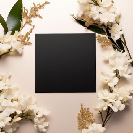 black marriage invitation postcard mockup romance letter message wedding birthday blank paper celebration templateの素材