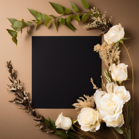 black marriage invitation postcard mockup romance letter message wedding birthday blank paper celebration templateの素材