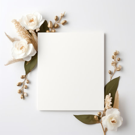 white marriage invitation postcard mockup romance letter message wedding birthday blank paper celebration templateの素材