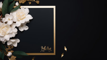 black marriage invitation postcard mockup romance letter message wedding birthday blank paper celebration templateの素材