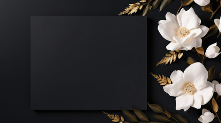 black marriage invitation postcard mockup romance letter message wedding birthday blank paper celebration templateの素材